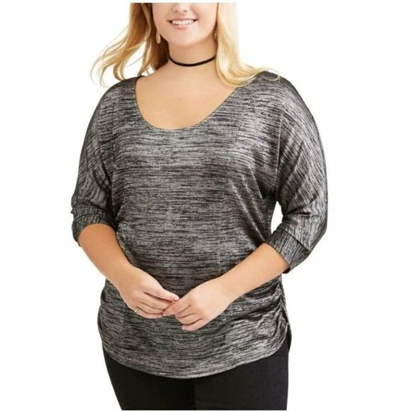 Women's Plus Tops Side Cinch Back Bar Detail Knit Top 1X 16W NWOT - Picture 1 of 8